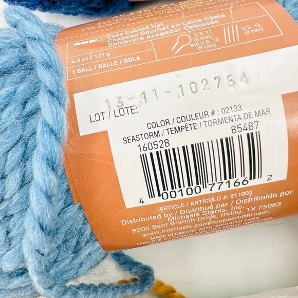 Loops and Thread Yarn Cozy Wool 50/50 Wool Acrylic LOT Blue Navy Golden Rod Gold - Picture 9 of 10